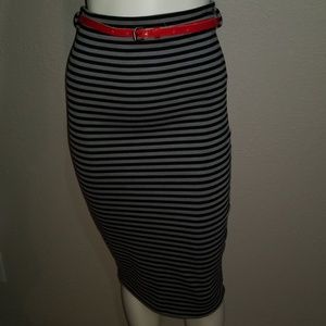 High waisted  Knee length skirt